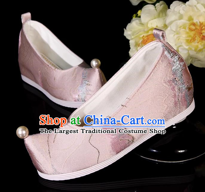 Hanfu Shoes Ink Painting Hand Embossed Raised Toe Cloth Shoes