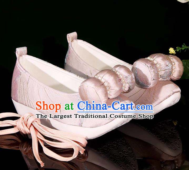 Hanfu Shoes Ink Painting Hand Embossed Raised Toe Cloth Shoes