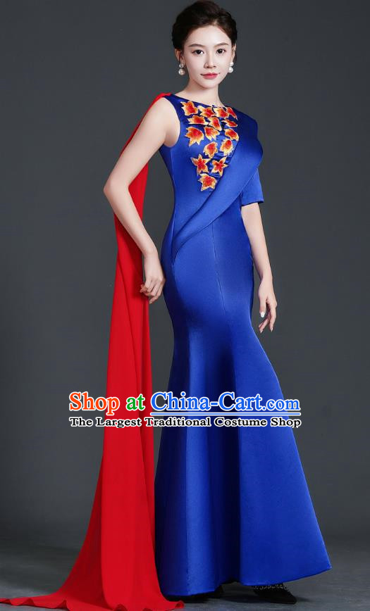 Chinese Design High End Mermaid Evening Dress Guzheng Adult Chorus Clothing Annual Meeting Dress Catwalk Costume