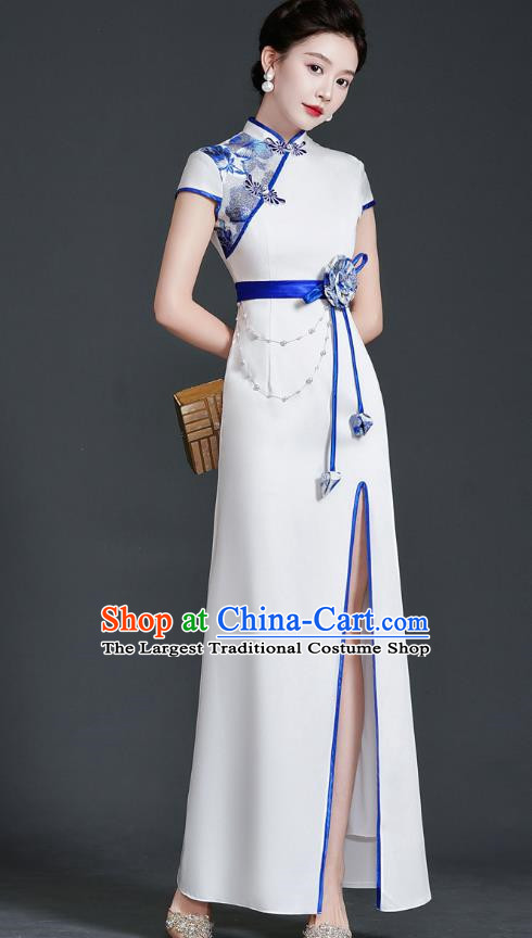 Chinese Design High End Improved Cheongsam Evening Dress Retro Temperament Stage Model Catwalk Costume