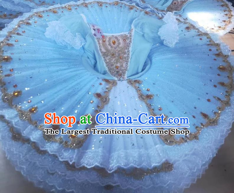 Children Ballet Skirt Girls Light Blue Sequined TUTU Skirt Kindergarten Performance Costume Fluffy Gauze Skirt