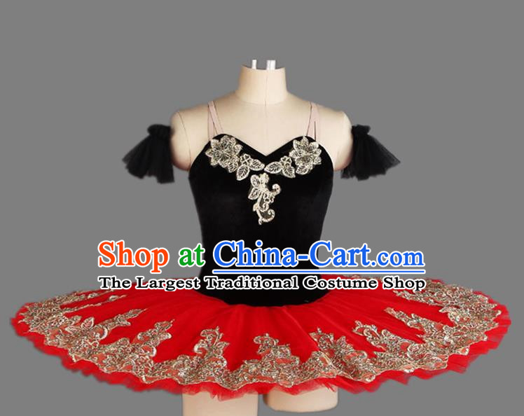 Children Professional Ballet Skirt Red Don Quixote Ballet Costume Competition Swan Lake TUTU Fluffy Gauze Skirt