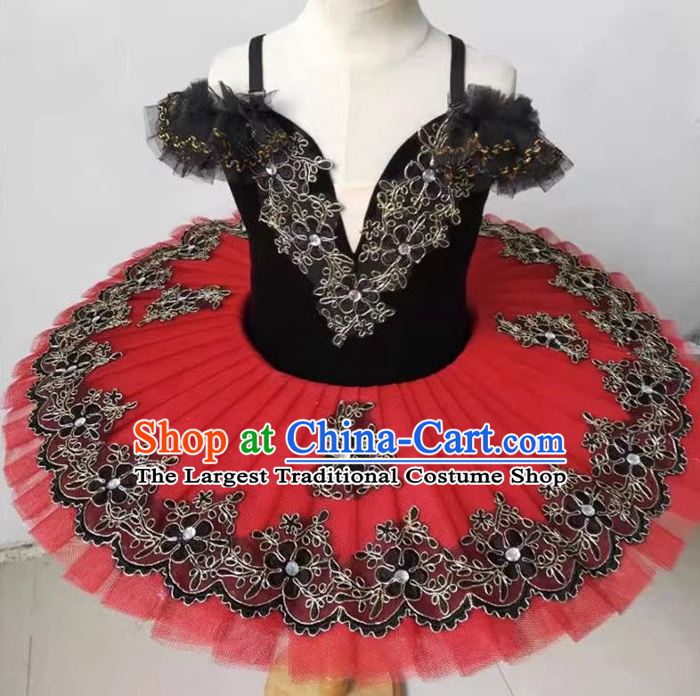 Ballet Skirt Children Professional Swan Lake Suspenders Fluffy Girls TUTU Skirt Little Swan Dance Costumes