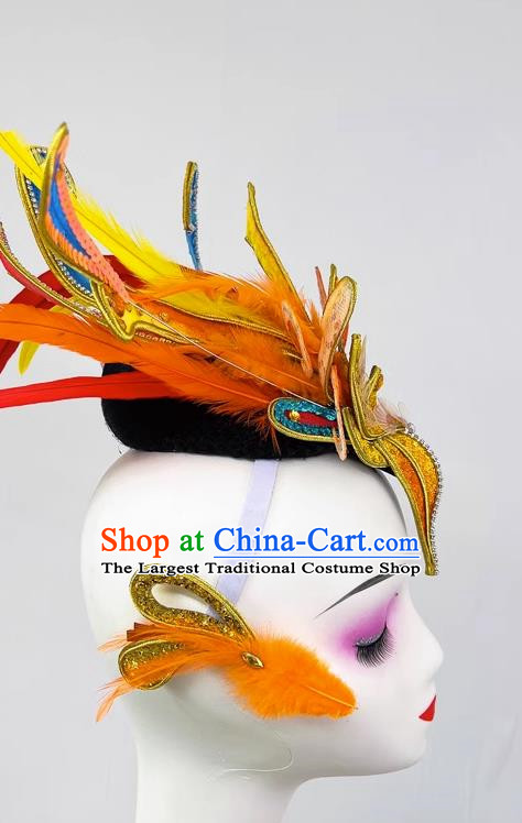 Dance Drama Crested Ibis Dance Dance Performance Feather Three Dimensional Headdress Children Performance Stage Performance Dance Hair Accessories Catwalk