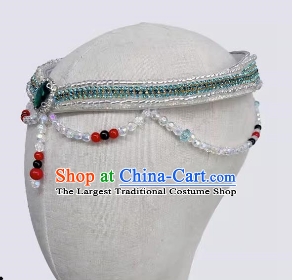 Mongolian Ethnic Dance Headdress Female Performance Headdress Beaded Beads Handmade Headdress Female Performance Dance Costume Accessories