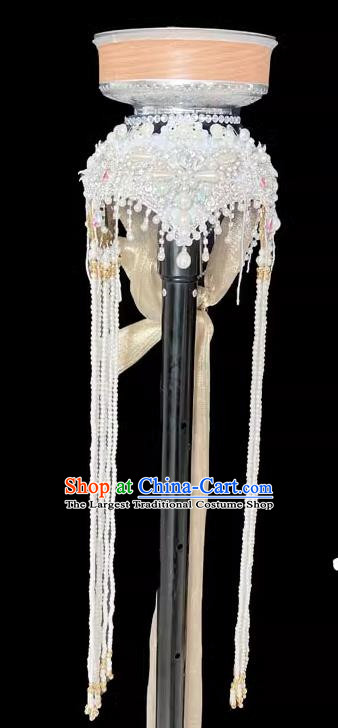 Mongolian Dance Top Bowl Dance Headdress Handmade Beaded Long Tassel Top Bowl Shape Dance Headdress