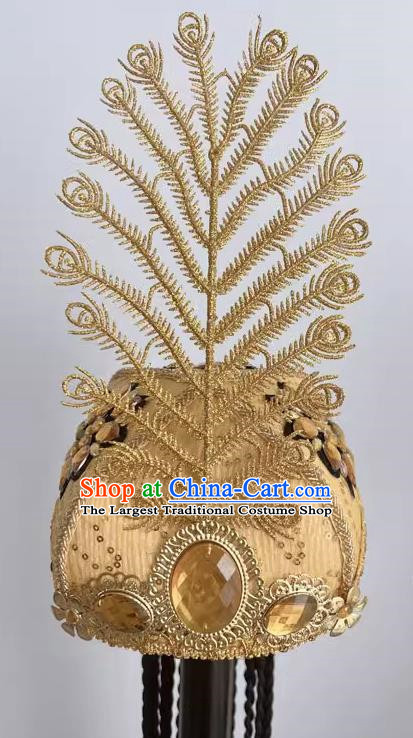 Xinjiang Uyghur Dance Performance Hat Golden Feather Minority Dance Performance Headdress