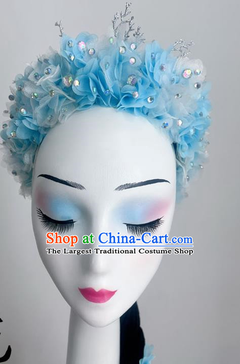 Folk Dance Jiaozhou Dance Headdress White Peony Flower Dance Headdress With Hair Bag Braid Art Test Headdress