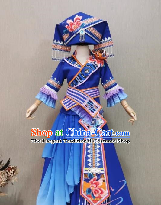 Children Zhuang Costumes Guangxi March 3 Ethnic Minority Performance Costumes 56 Ethnic Minorities