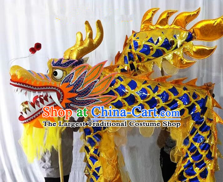 China Dragon Dance Props Lantern Festival Celebration Dragon Parade Costumes Blue Dancing Dragon Complete Set