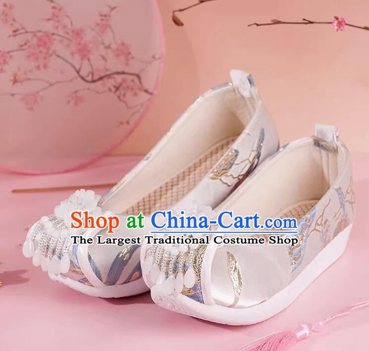 Ancient Chinese Princess Shoes Traditional Satin Shoes Tang Dynasty Hanfu Shoes