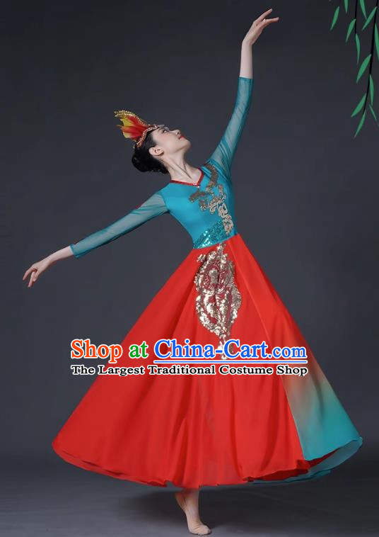 Classical Dance Costume Female Chinese Style Opening Dance Big Swing Skirt Singing and Dancing Performance Costume Modern Chorus Long Skirt