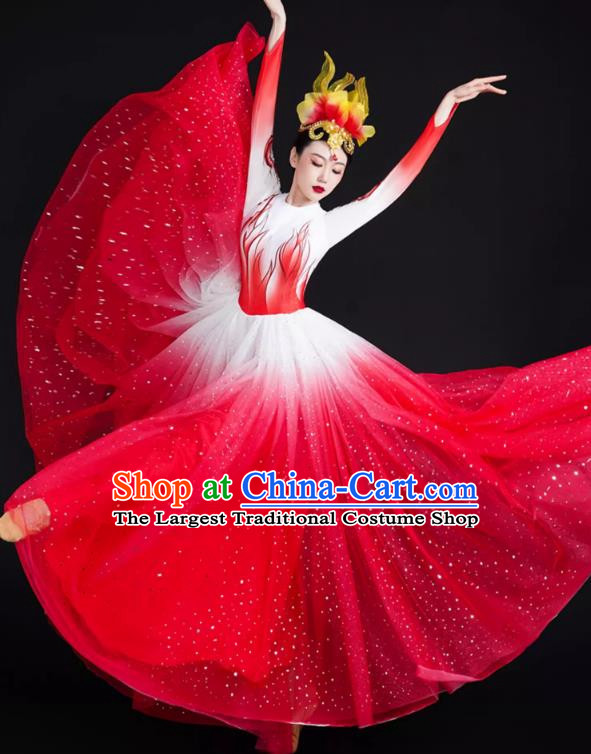 Spring Festival Gala Opening Dance Big Swing Skirt Women Chinese Style Costumes Modern Dance Costumes Song Dancer In The Lights