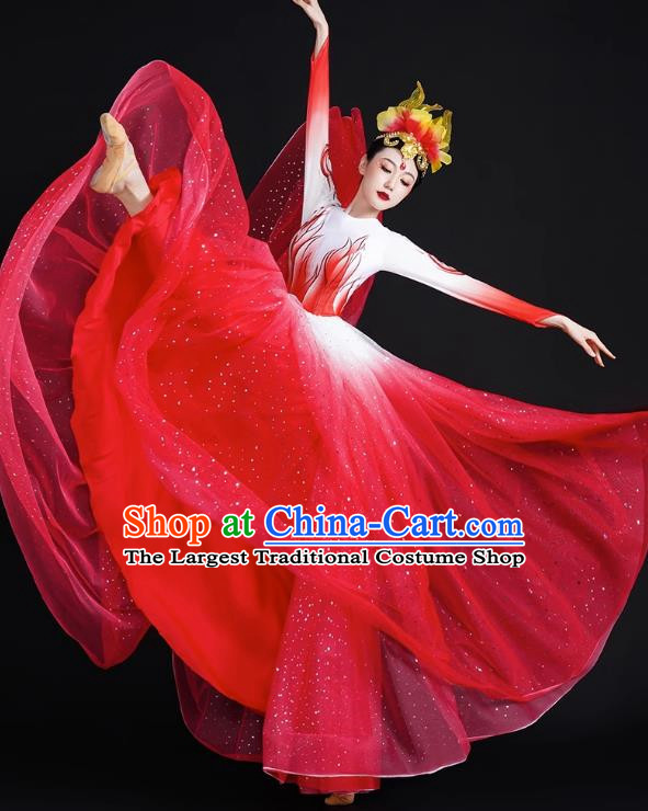 Spring Festival Gala Opening Dance Big Swing Skirt Women Chinese Style Costumes Modern Dance Costumes Song Dancer In The Lights