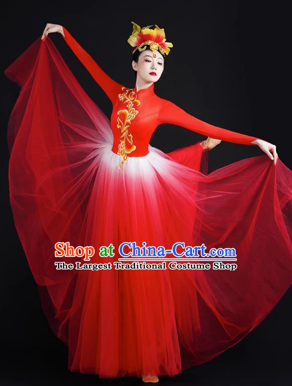 Opening Dance Big Swing Skirt Performance Costume Female Modern Stage Dance Costume Chinese Style Long Skirt In The Lights