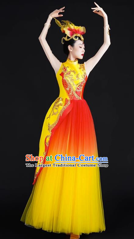 Spring Festival Gala Opening Dance Large Swing Skirt Performance Costumes Modern Dance Costumes Brilliant Chinese Dream Song Accompanying Dance Long Skirt Female