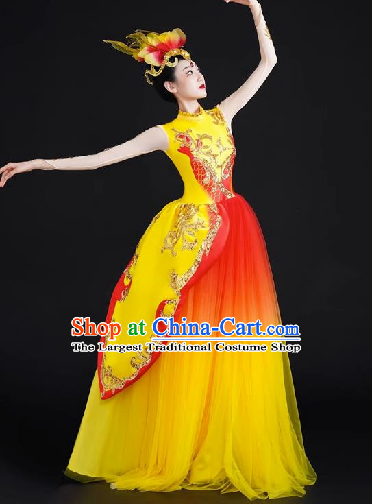 Spring Festival Gala Opening Dance Large Swing Skirt Performance Costumes Modern Dance Costumes Brilliant Chinese Dream Song Accompanying Dance Long Skirt Female