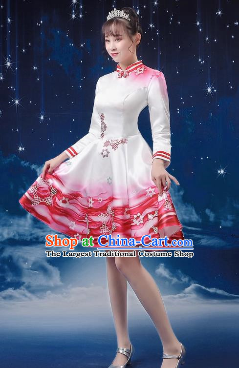 Red Modern Dance Costume Fashion Opening Dance Tutu Skirt Performance Costume Dancer Skirt Square Dance Costume Women Suit