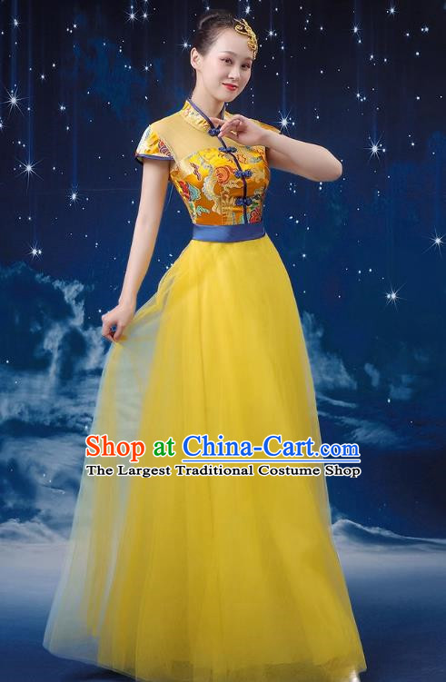 Chinese Wind Chorus Women Long Skirt National Dance Costume Folk Music Erhu Guzheng Allegro Performance Costume Adult Suit