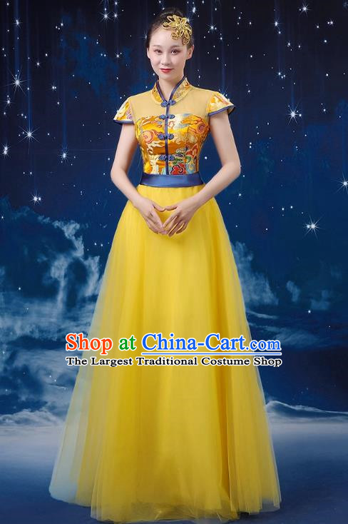 Chinese Wind Chorus Women Long Skirt National Dance Costume Folk Music Erhu Guzheng Allegro Performance Costume Adult Suit