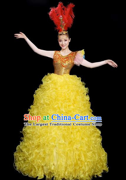 Opening Dance Big Skirt Performance Costumes Sequins Song Accompaniment Dance Costumes Solo Stage Performance Costumes