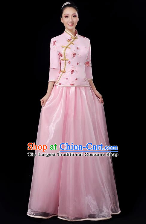 Republic Of China Student Dress Female Pink Chorus Performance Costume Republic Of China Style Two Piece Suit Graduation Class Uniform Stage Performance Costume