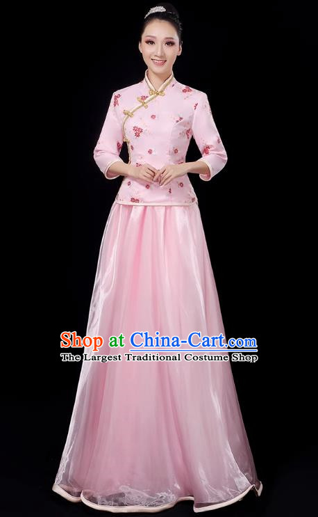 Republic Of China Student Dress Female Pink Chorus Performance Costume Republic Of China Style Two Piece Suit Graduation Class Uniform Stage Performance Costume