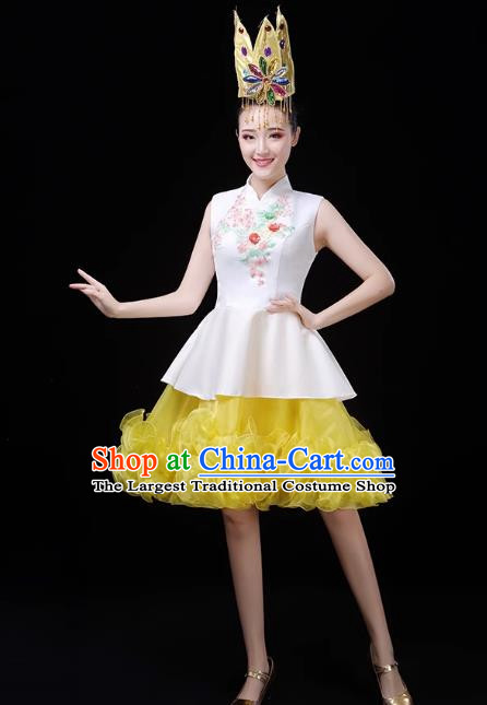 Yellow Modern Dance Costume Fashion Opening Dance Costume Chorus Singing Dancer Skirt Square Dance Costume Female