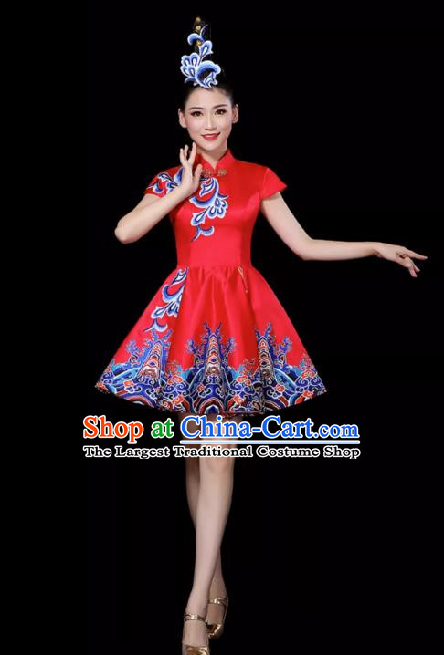 Red Modern Dance Costume Female Drumming Costume Performance Costume Fashion Opening Dance Dress