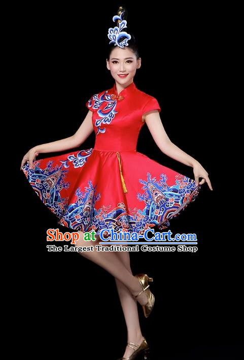 Red Modern Dance Costume Female Drumming Costume Performance Costume Fashion Opening Dance Dress