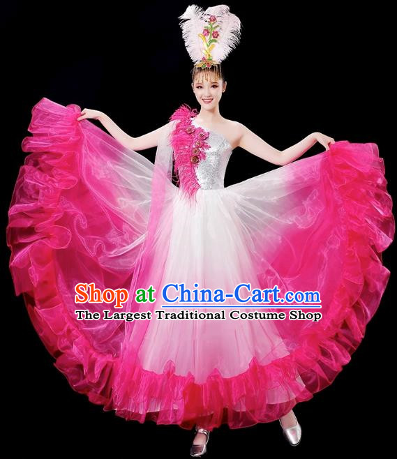 Opening Dance Big Swing Skirt Performance Costume Female Chinese Style Modern Stage Fan Dance Costume Song Dance Long Skirt