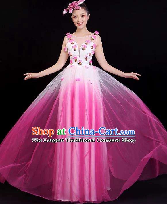 Pink Opening Dance Big Swing Skirt Performance Costume New Cantata Long Skirt Accompanying Dance Costume Female Modern Dance