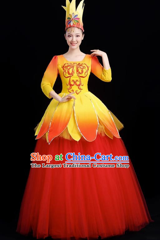 Opening Dance Big Swing Skirt Performance Costume Female Modern Dance Costume Long Skirt Singing Dancer Big Skirt