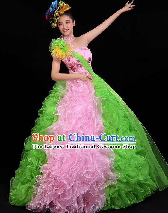 Opening Dance Big Swing Skirt Performance Costume Female Backup Dancer Long Skirt Large Dance Costume