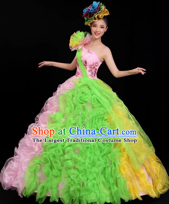 Opening Dance Big Swing Skirt Performance Costume Female Backup Dancer Long Skirt Large Dance Costume