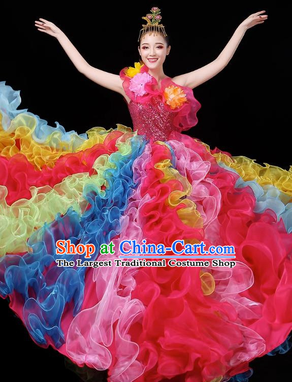 Opening Dance Big Swing Skirt Performance Costume Female Dancer Long Skirt Atmospheric Dance Costume Large Modern Dance