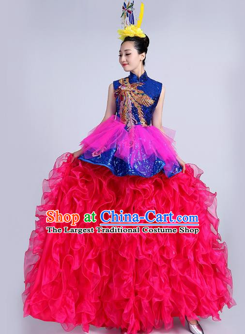 Opening Dance Big Swing Skirt Performance Costume Female Long Skirt Chorus Stage Costume Performance Costume Dance