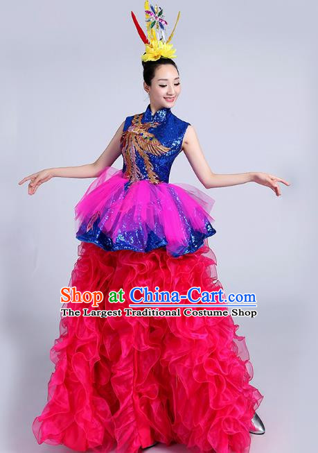 Opening Dance Big Swing Skirt Performance Costume Female Long Skirt Chorus Stage Costume Performance Costume Dance