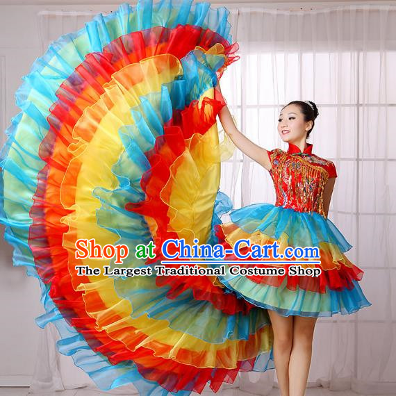 Two Color Opening Dance Costume Performance Costume Large Swing Skirt Flower Blooming Prosperity Dance Costume Stage Costume