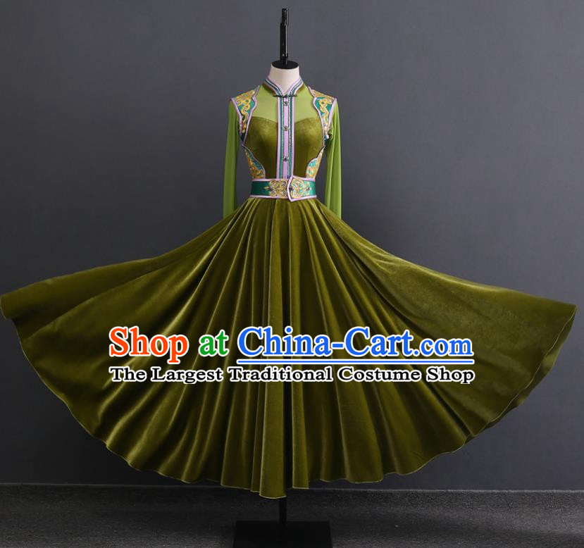 Mongolian Dance Costume Performance Suit Set Women National Costume Art Test Practice Suit Large Swing Skirt