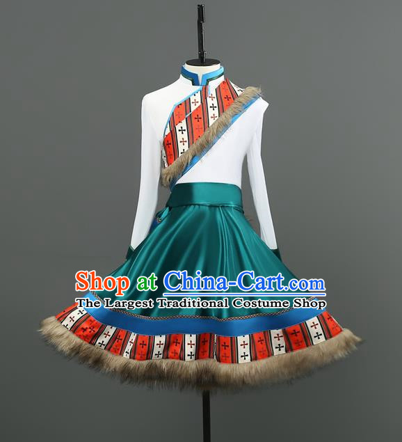 Professional Tibetan Men Short Adult Chinese Minority Ethnic Dance Performance Costumes