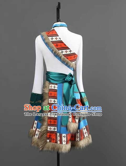 Professional Tibetan Men Short Adult Chinese Minority Ethnic Dance Performance Costumes