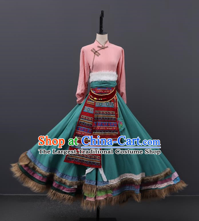 Ethnic Dance Costumes Tibetan Folk Dance Spring Costumes Stage Performance Costumes