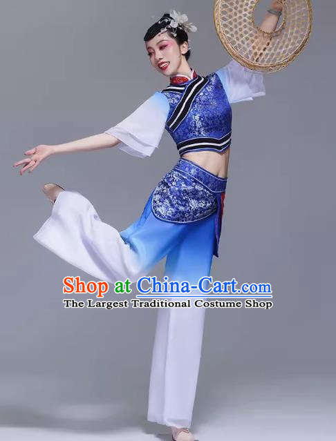 Shake To Grandma Bridge Performance Costume Classical Dance Costume Body Rhyme Gauze Square Dance Summer Dress Women Bamboo Hat Dance Costume