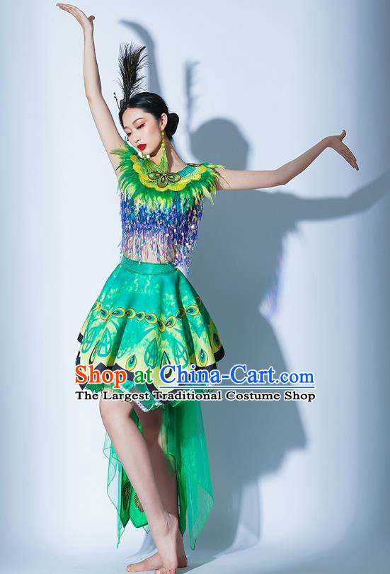 Green Parade Performance Costumes Women Group Performance Costumes Opening Dance Song Dance Performance Costume Female Tutu Skirt