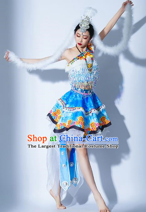 Light Blue Parade Performance Costumes Women Troupe Performance Costumes Opening Dance Song Accompaniment Dance Performance Costumes Female Tutu Skirt