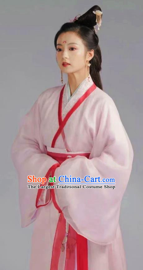 China Qin Dynasty Young Lady Pink Hanfu Dresses TV Series An Ancient Love Song Empress Lu Yuan Costumes