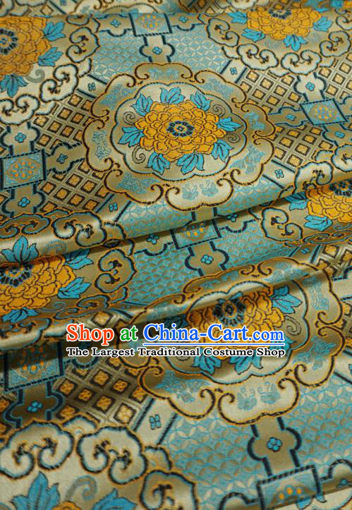 Dark Golden Chinese Traditional Design Brocade Fabric Tibetan Dress Cloth Classical Rosette Pattern Material