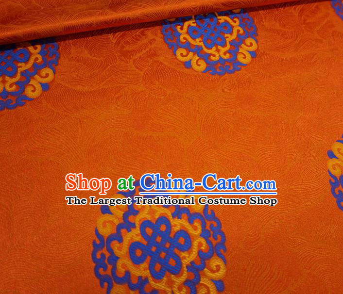 Orange China Tibetan Costume Cloth Classical Lucky Ball Pattern Material Traditional Design Brocade Fabric