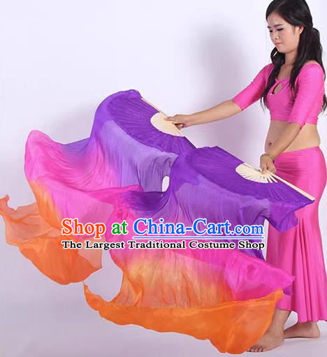 Professional Belly Dance Raks Sharki Fan Oriental Dance Long Ribbon Fan Handmade Pure Silk Fan